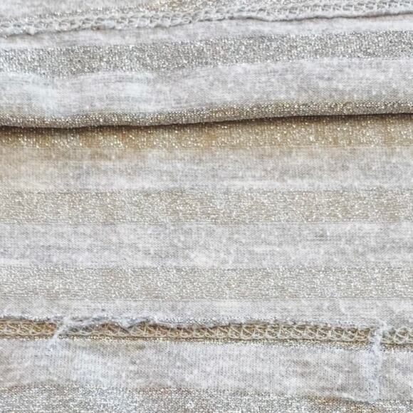 Eddie Bauer Long Sleeve Metallic Stripe Pocket Tee Small Gray Silver - Picture 5 of 8